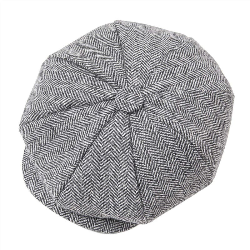 JANGOUL Boys Vintage Newsboy Cap Tweed Flat Beret Cabbie Hat for Kids Toddler Pageboy (56cm(6-8 Years Old), Grey) - Image 5